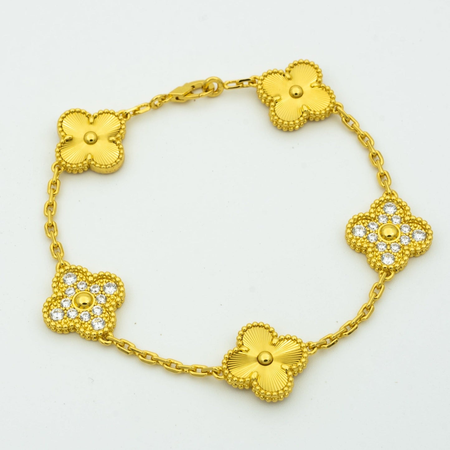 [Everoly JW]CLOVER BRACELET 5 MOTIFS GOLD DIAMOND