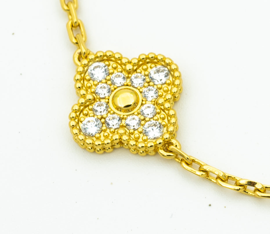 [Everoly JW]CLOVER BRACELET 5 MOTIFS GOLD DIAMOND