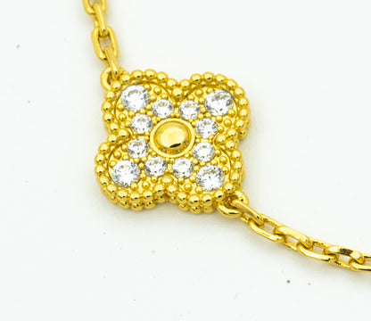 [Everoly JW]CLOVER BRACELET 5 MOTIFS GOLD DIAMOND