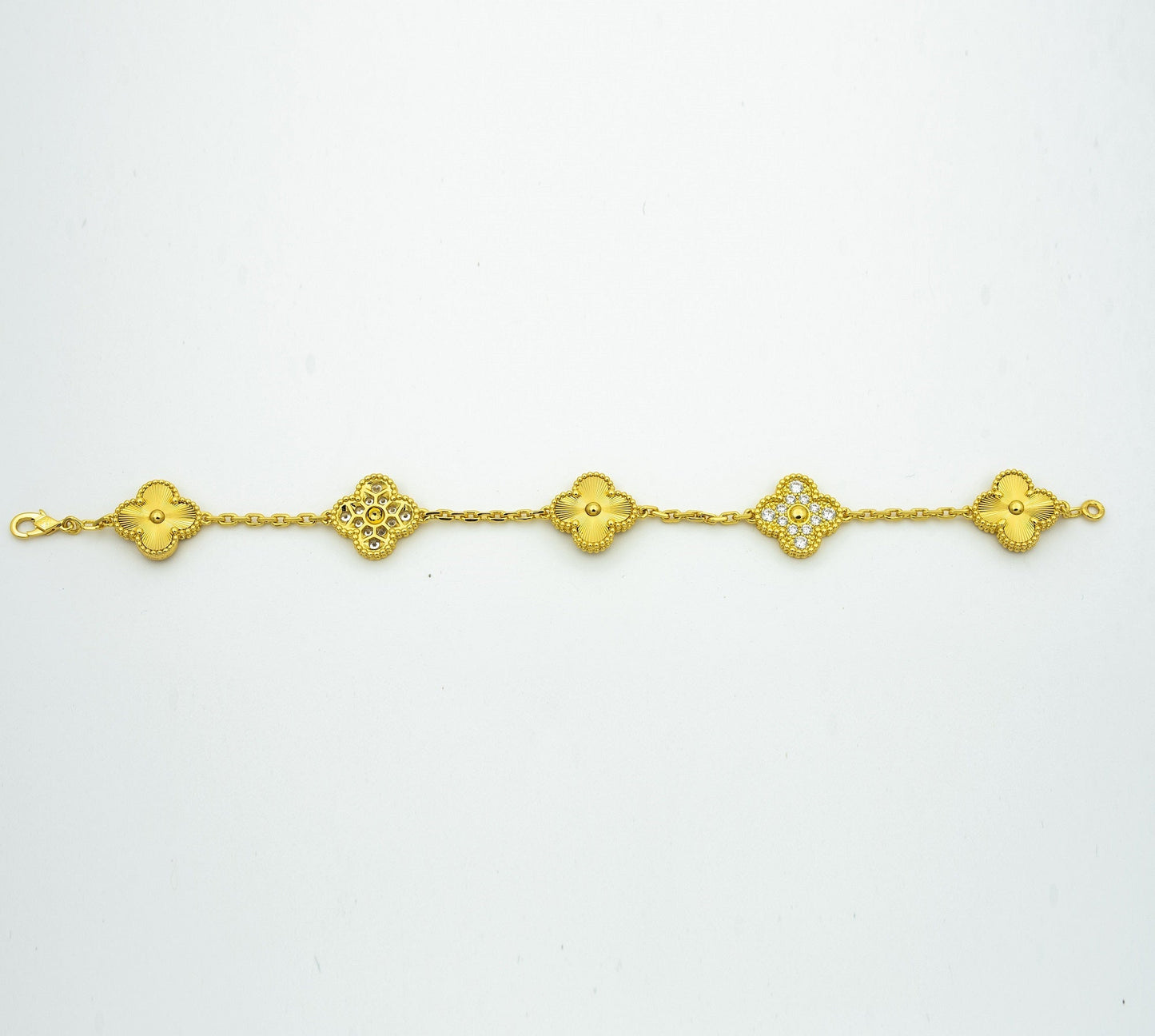 [Everoly JW]CLOVER BRACELET 5 MOTIFS GOLD DIAMOND