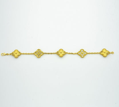 [Everoly JW]CLOVER BRACELET 5 MOTIFS GOLD DIAMOND