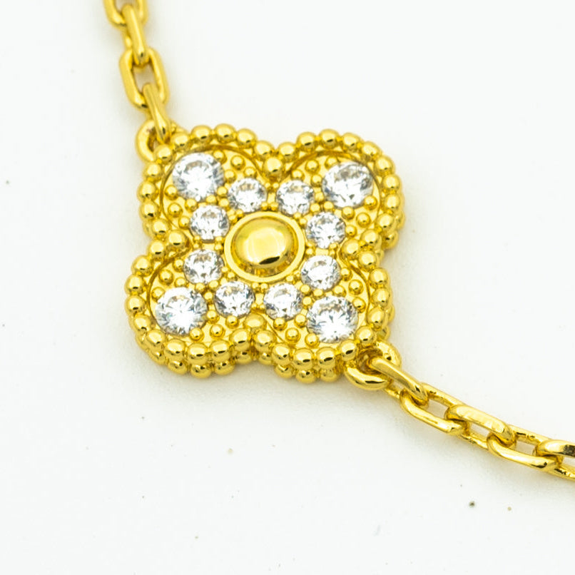 [Everoly JW]CLOVER BRACELET 5 MOTIFS GOLD DIAMOND