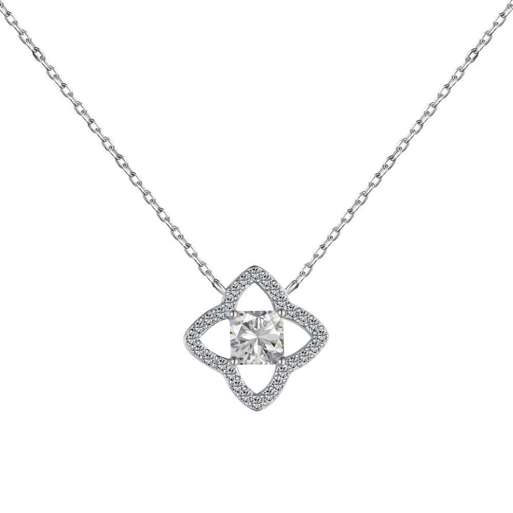 [Everoly JW]Exquisite Flower Shape Princess Cut Necklace