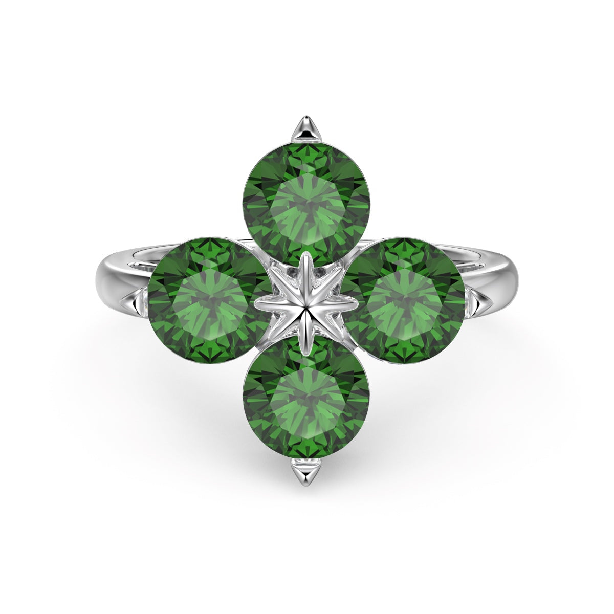 [Everoly JW]Four-Leaf Clover Eight-Pointed Star Ring