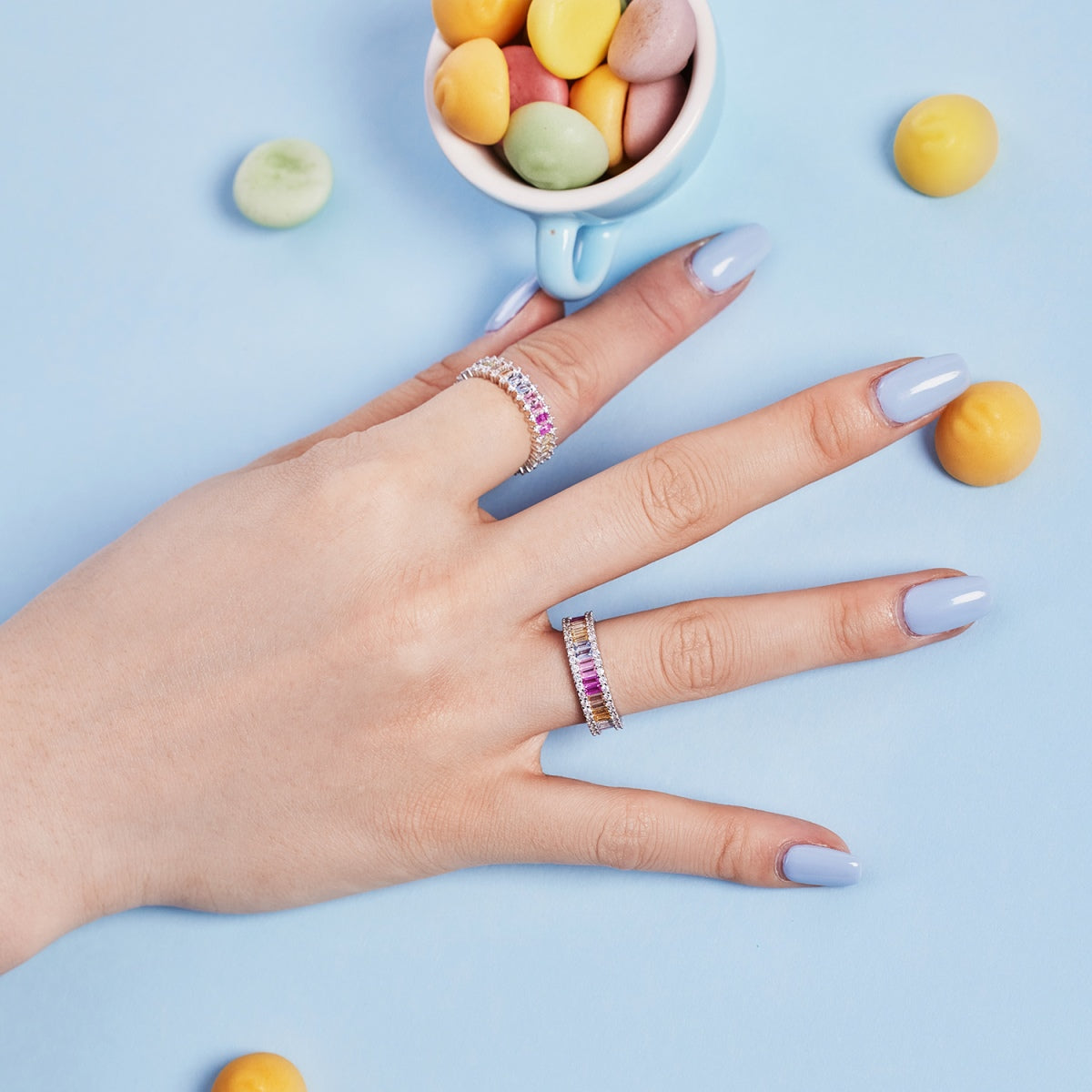 [Everoly JW]Dainty Kaleidoscopic Emerald Cut Daily Ring