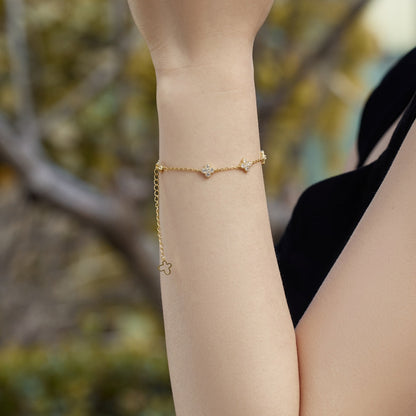 [Everoly JW]Four-Leaf Clover Hollow Butterfly Bracelet