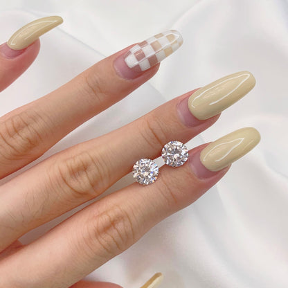 [Everoly JW]Stylish Shiny Round Center Stone Stud Earrings