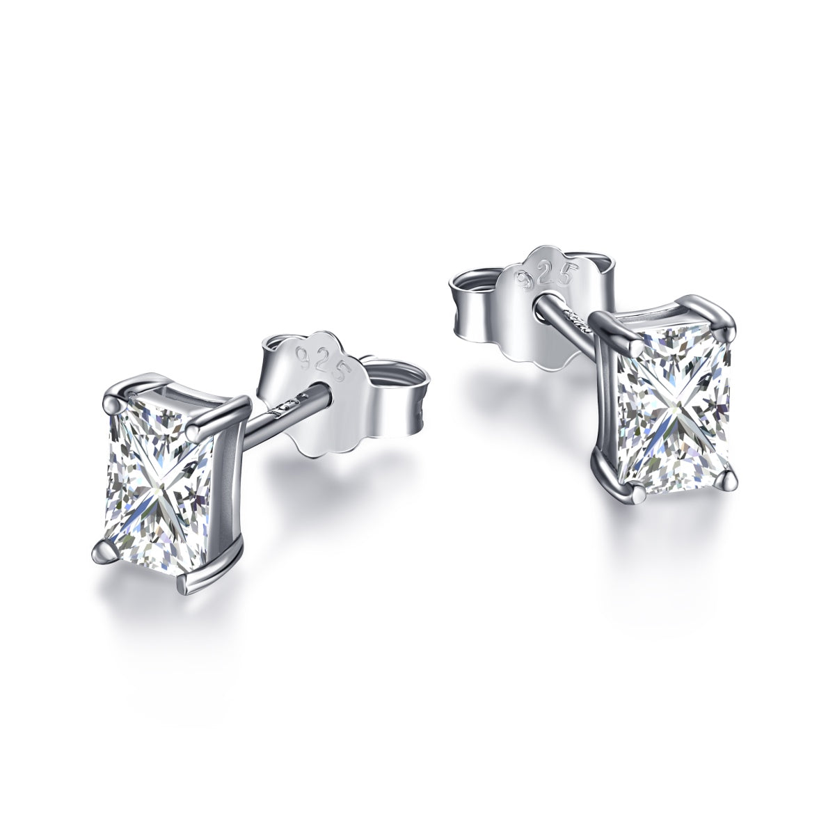 [Everoly JW]Stylish Shiny Rectangular Center Stone Stud Earrings