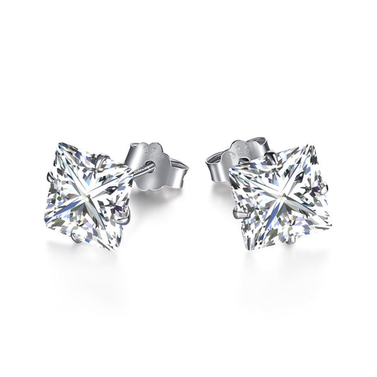 [Everoly JW]Stylish Shiny Square Center Stone Stud Earrings