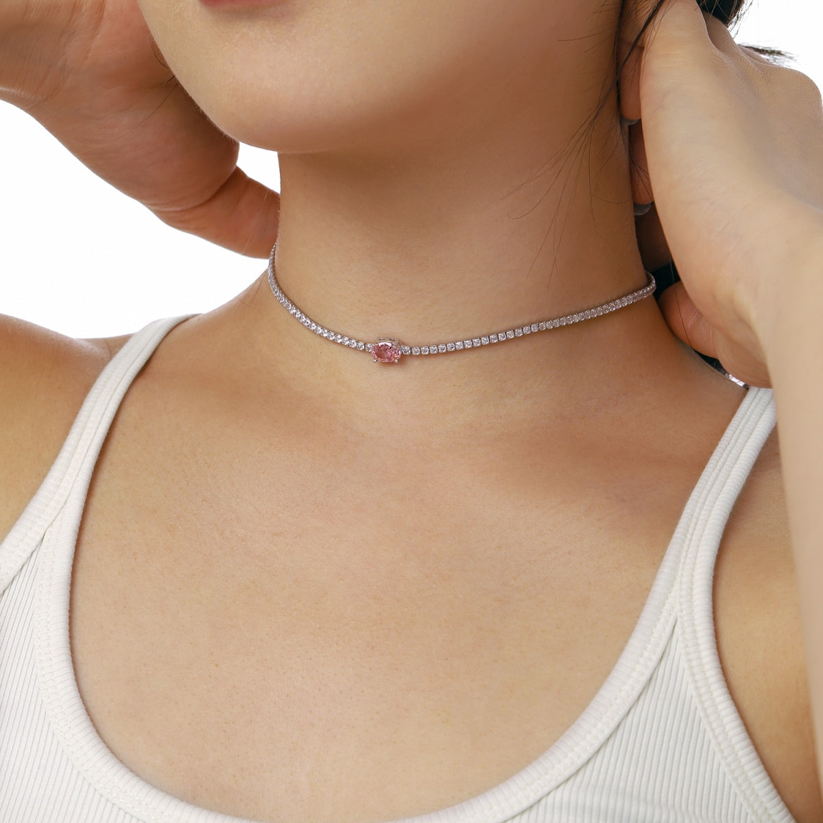 [Everoly JW]1.0 Carat Shining Oval Cut Necklace