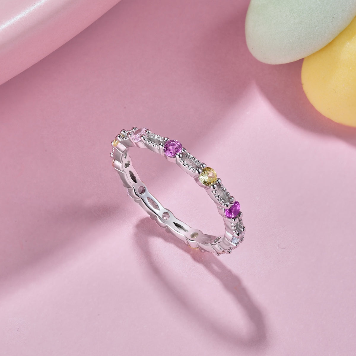 [Everoly JW]Sparkling Colorful Round Cut Tennis Ring