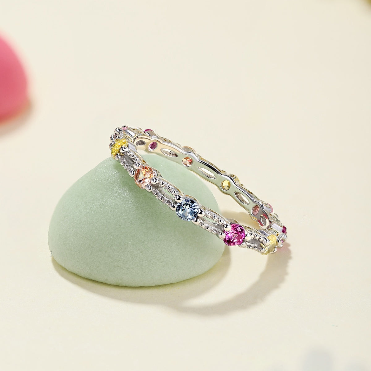 [Everoly JW]Sparkling Colorful Round Cut Tennis Ring