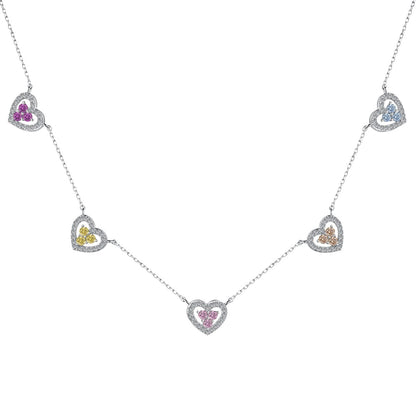 [Everoly JW]Sparkling Five Heart Necklace