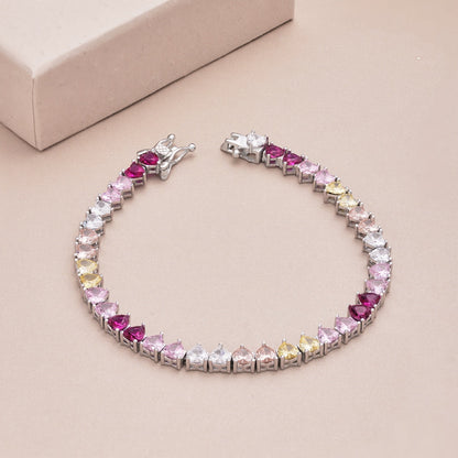 [Everoly JW]Luxurious Colorful Romantic Heart Shape Lover Bracelet