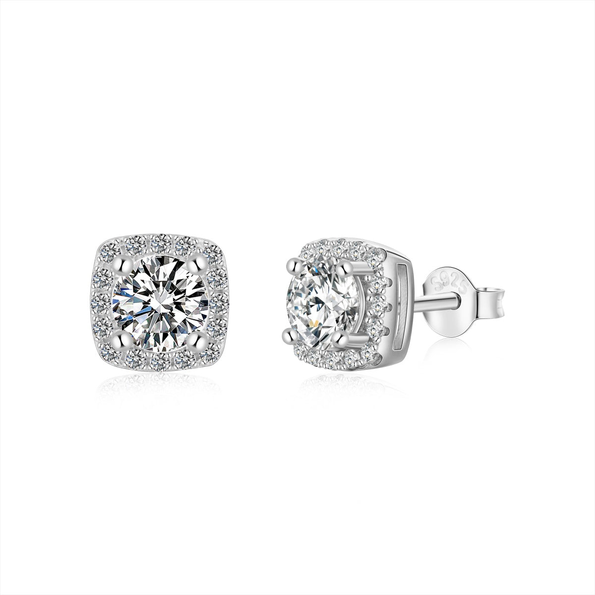 [Everoly JW]Classic Round Center Stone Stud Earrings