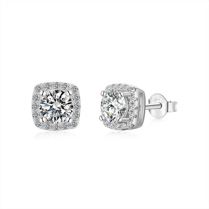 [Everoly JW]Classic Round Center Stone Stud Earrings