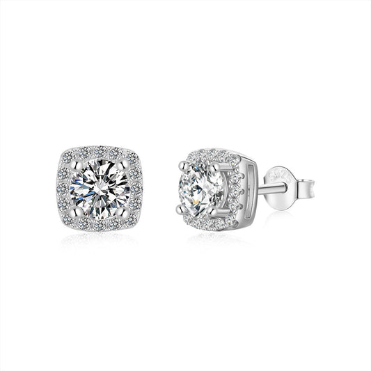 [Everoly JW]Classic Round Center Stone Stud Earrings