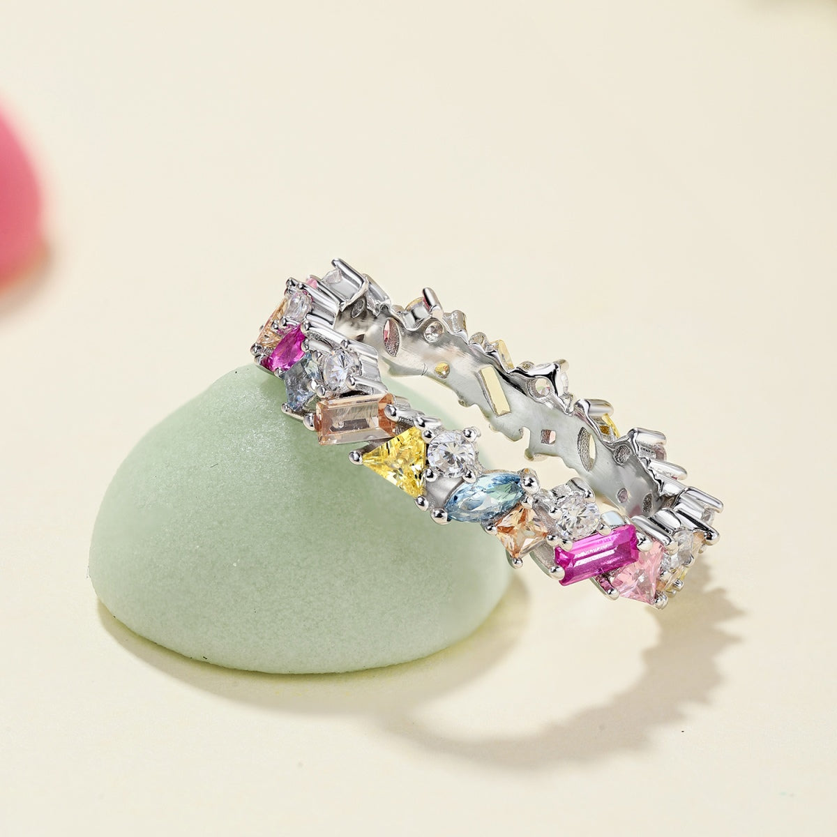 [Everoly JW]Dazzling Polychromatic Multi cut Daily Ring