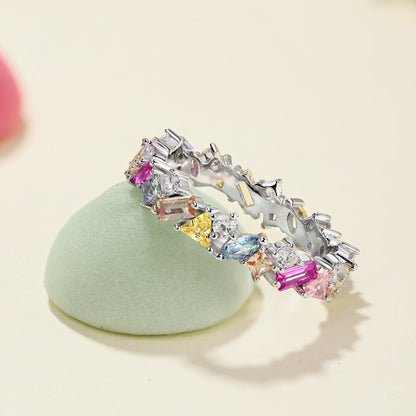 [Everoly JW]Dazzling Polychromatic Multi cut Daily Ring
