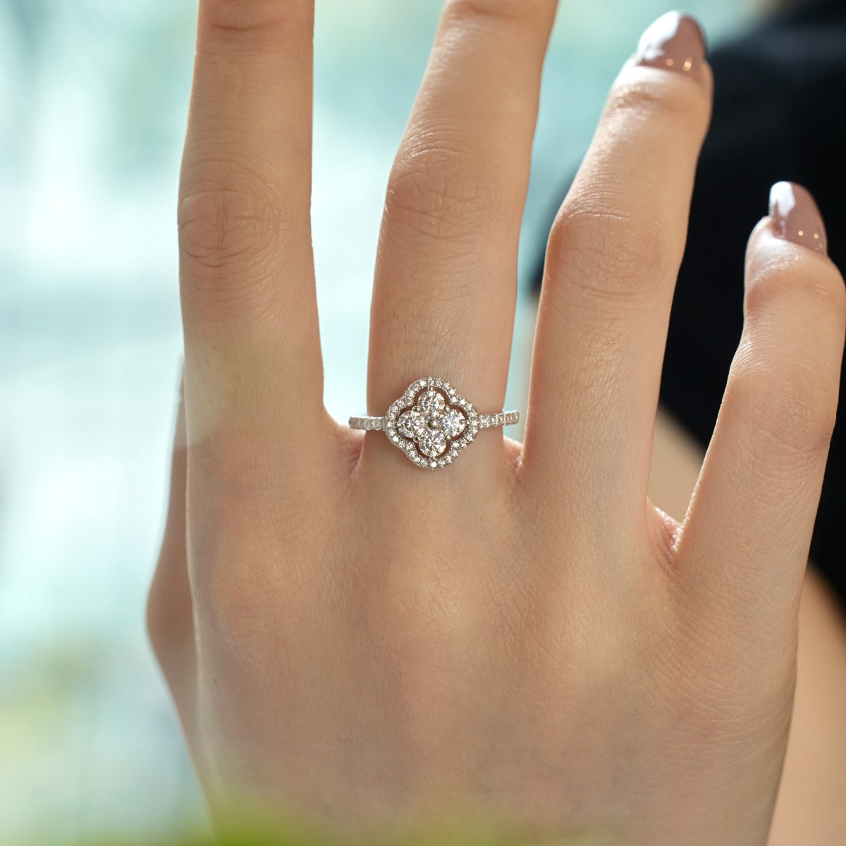 [Everoly JW]Four Leaf Clover Flower Design Ring