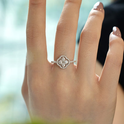 [Everoly JW]Four Leaf Clover Flower Design Ring