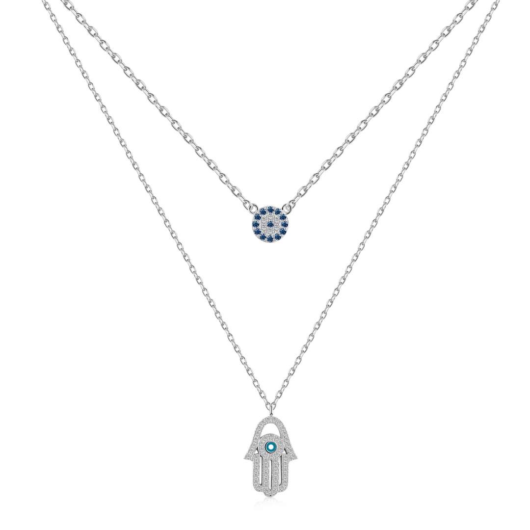 [Everoly JW]Demon Eye Hamsa Palm Necklace