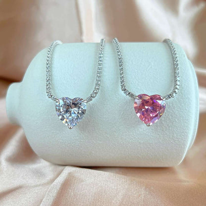 [Everoly JW]8.0 Carat Versatile Colorful Sweet Heart-Shaped Tennis Necklace