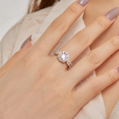 [Everoly JW]Delicate Colorful Round Cut Flower Shape Wedding Ring