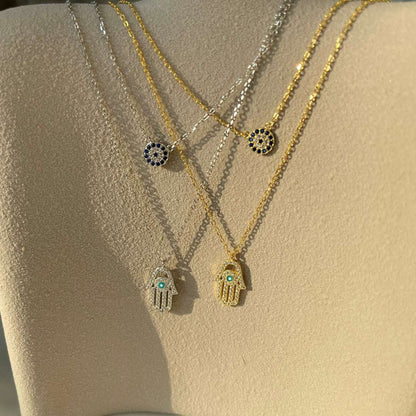 [Everoly JW]Demon Eye Hamsa Palm Necklace