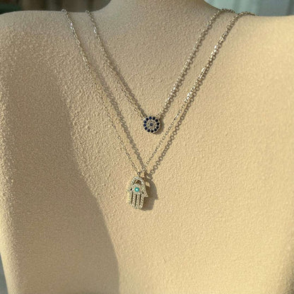 [Everoly JW]Demon Eye Hamsa Palm Necklace
