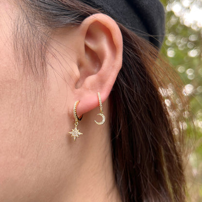 [Everoly JW]Star and Moon Asymmetric Earrings