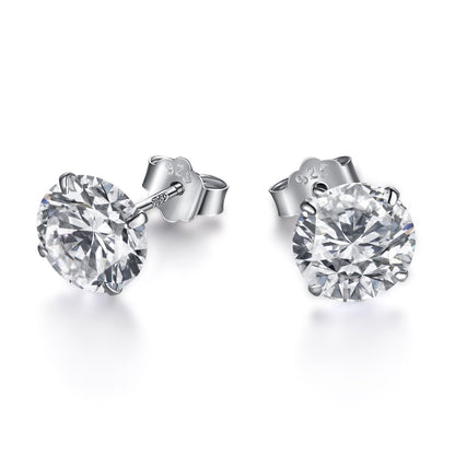 [Everoly JW]Stylish Shiny Round Center Stone Stud Earrings