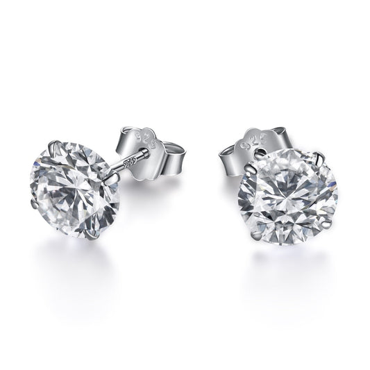 [Everoly JW]Stylish Shiny Round Center Stone Stud Earrings