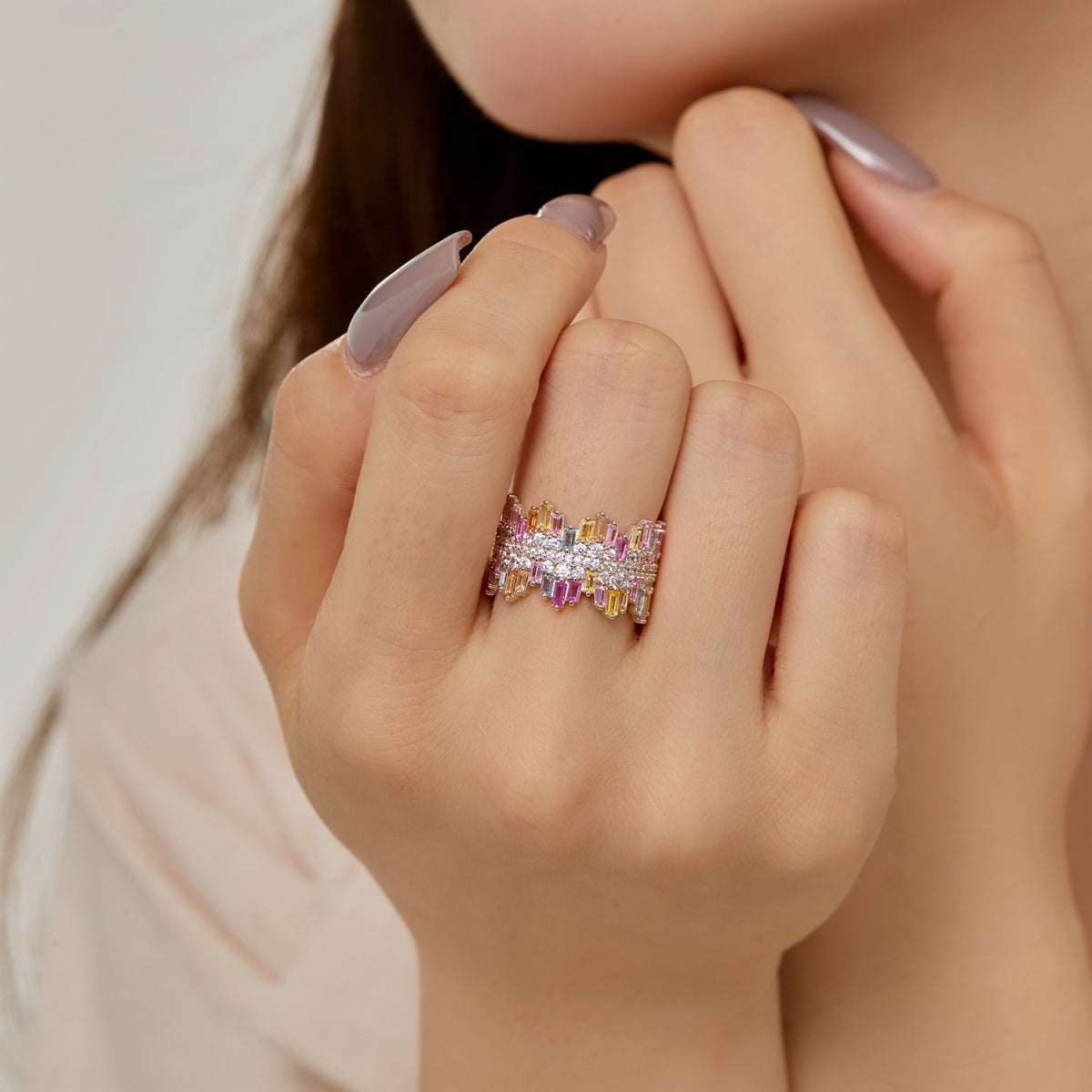 [Everoly JW]Luxurious Colorful Radiant Cut Daily Ring