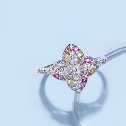 [Everoly JW]Luxurious Colorful Flower Shape Banquet Ring