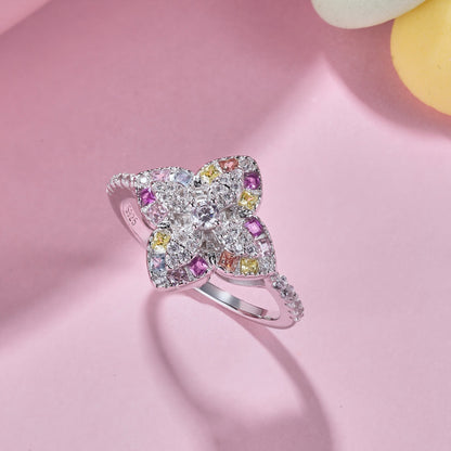 [Everoly JW]Luxurious Colorful Flower Shape Banquet Ring