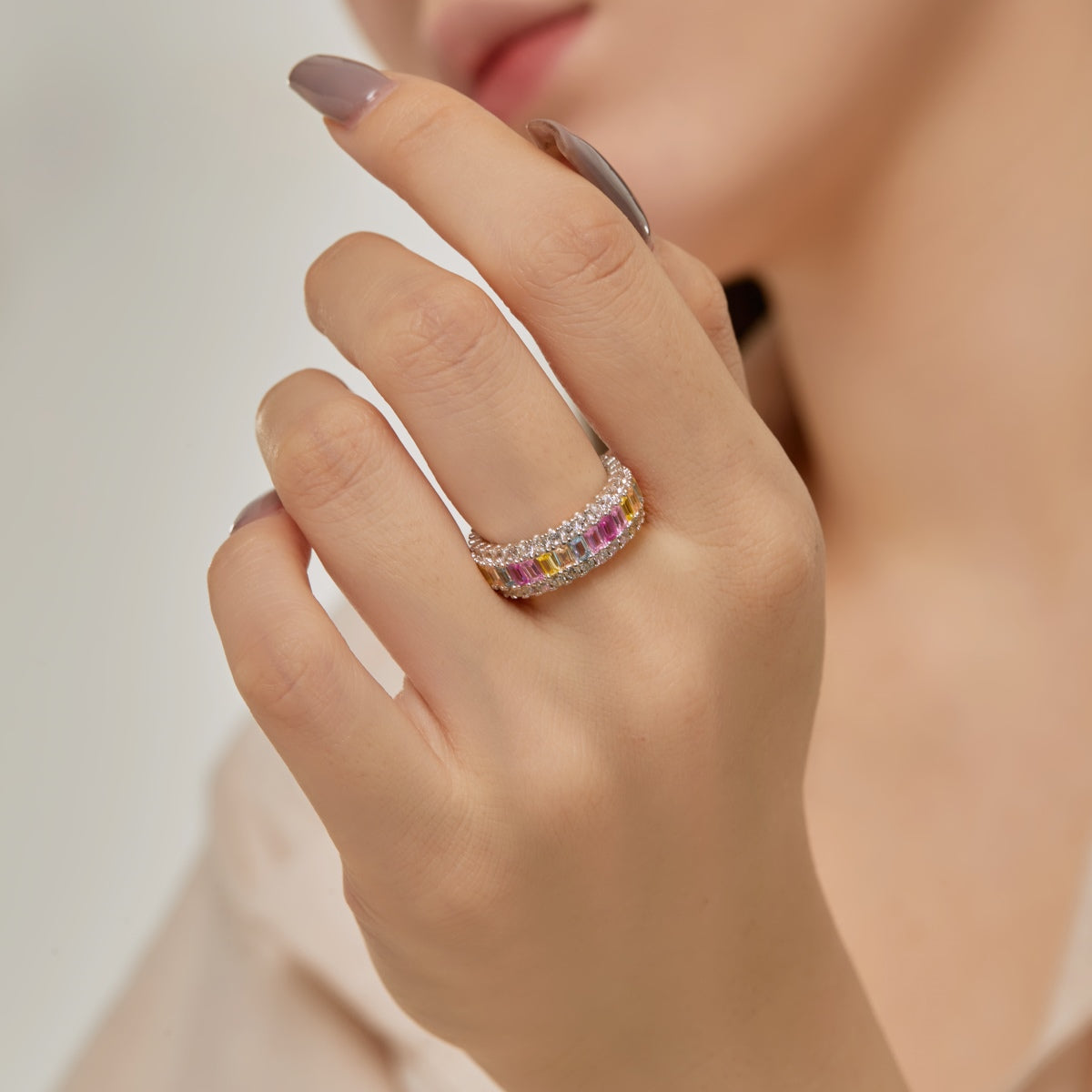 [Everoly JW]Dainty Colorful Radiant Cut Daily Ring