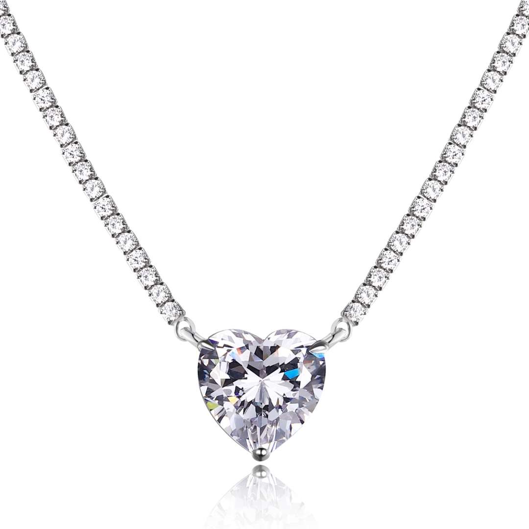 [Everoly JW]8.0 Carat Versatile Colorful Sweet Heart-Shaped Tennis Necklace