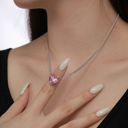 [Everoly JW]8.0 Carat Versatile Colorful Sweet Heart-Shaped Tennis Necklace