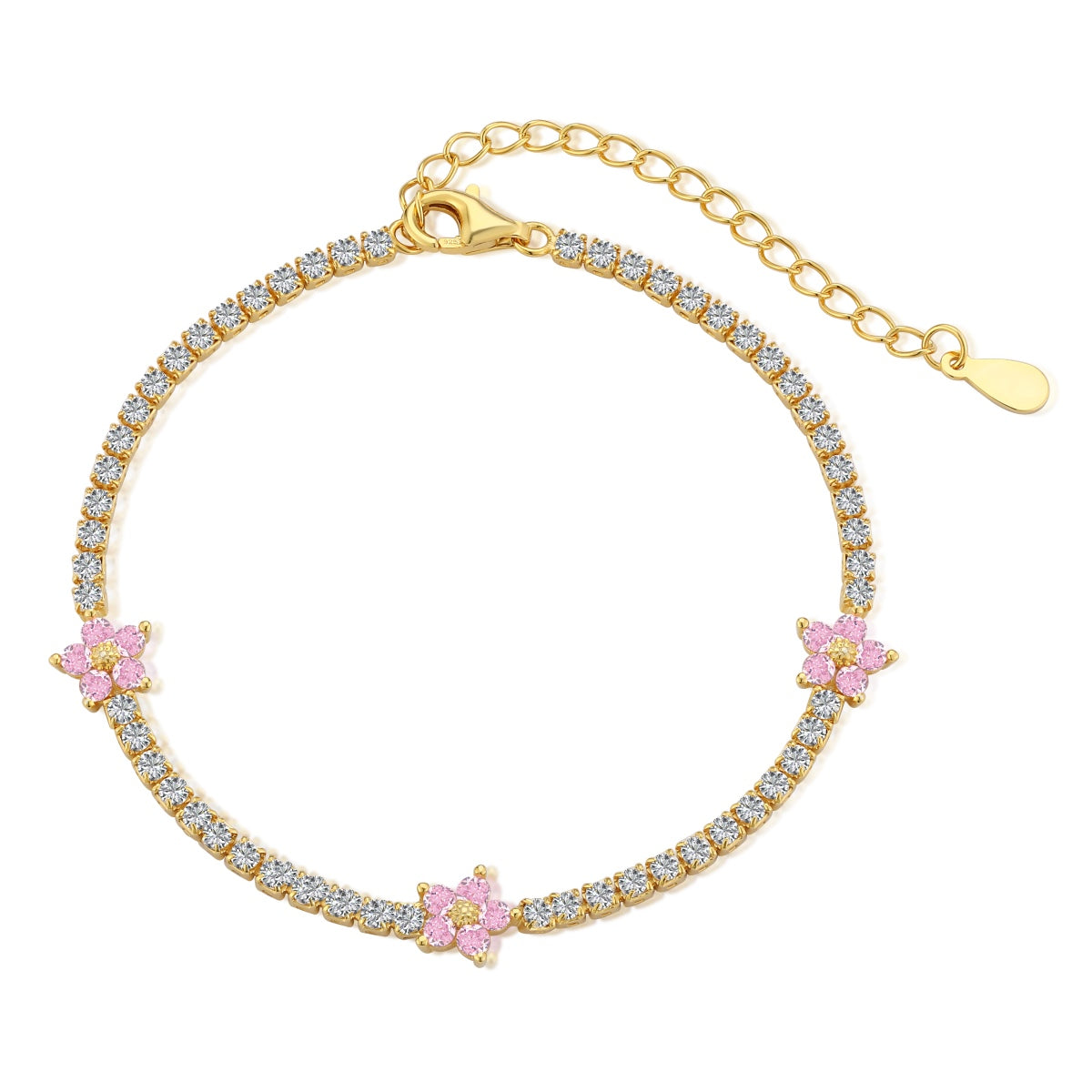 [Everoly JW]Sparkling Flower Shape Tennis Bracelet