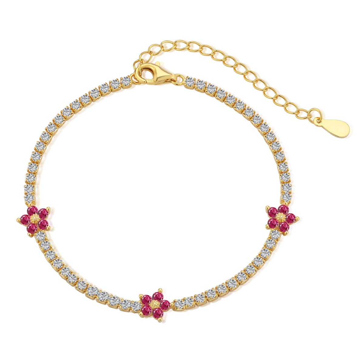 [Everoly JW]Sparkling Flower Shape Tennis Bracelet