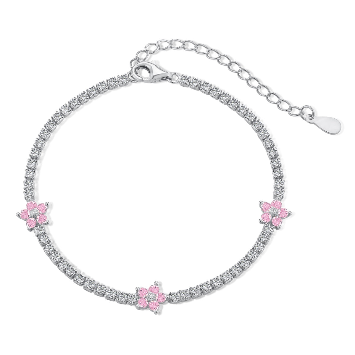 [Everoly JW]Sparkling Flower Shape Tennis Bracelet