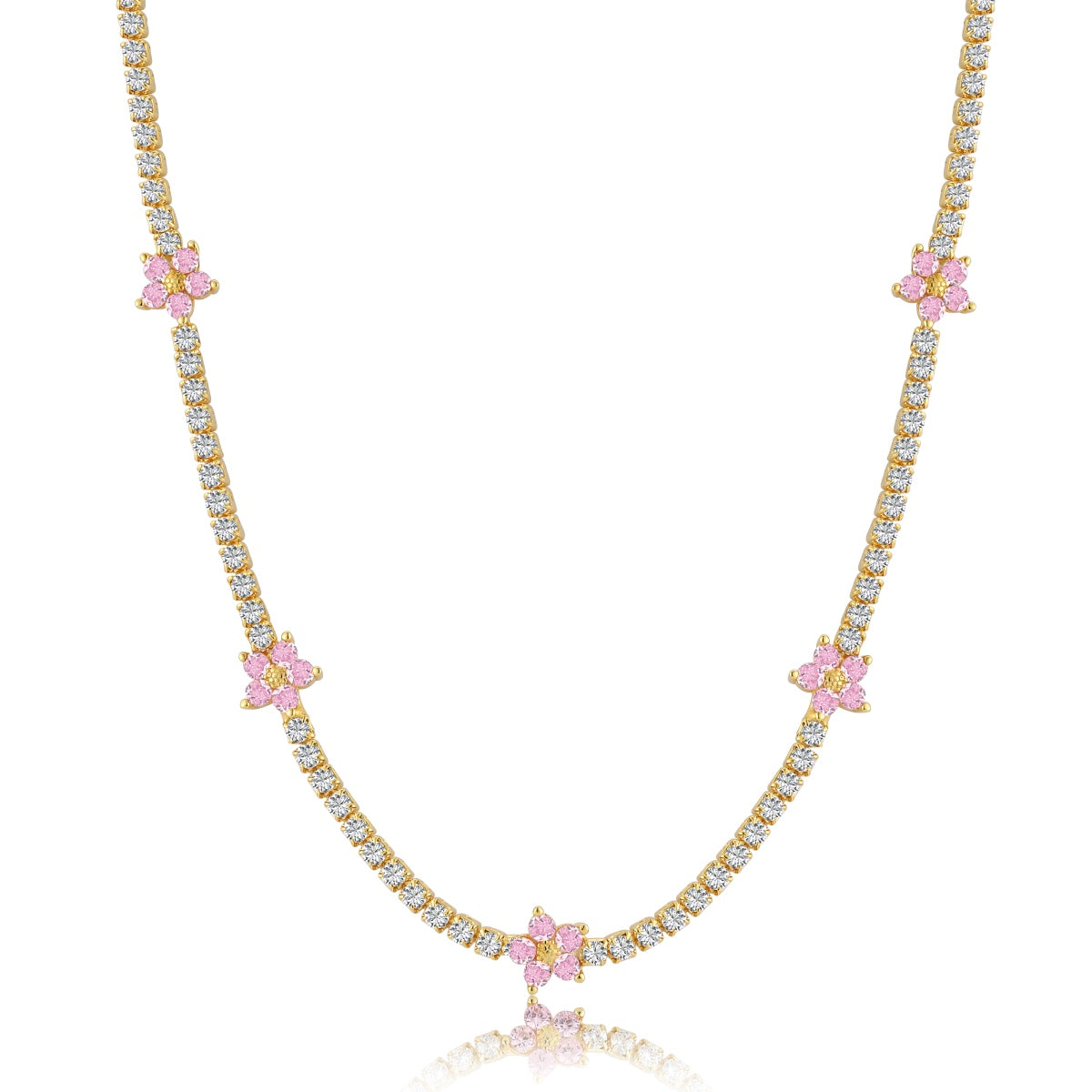 [Everoly JW]Luxurious Colorful Flower Tennis Necklace