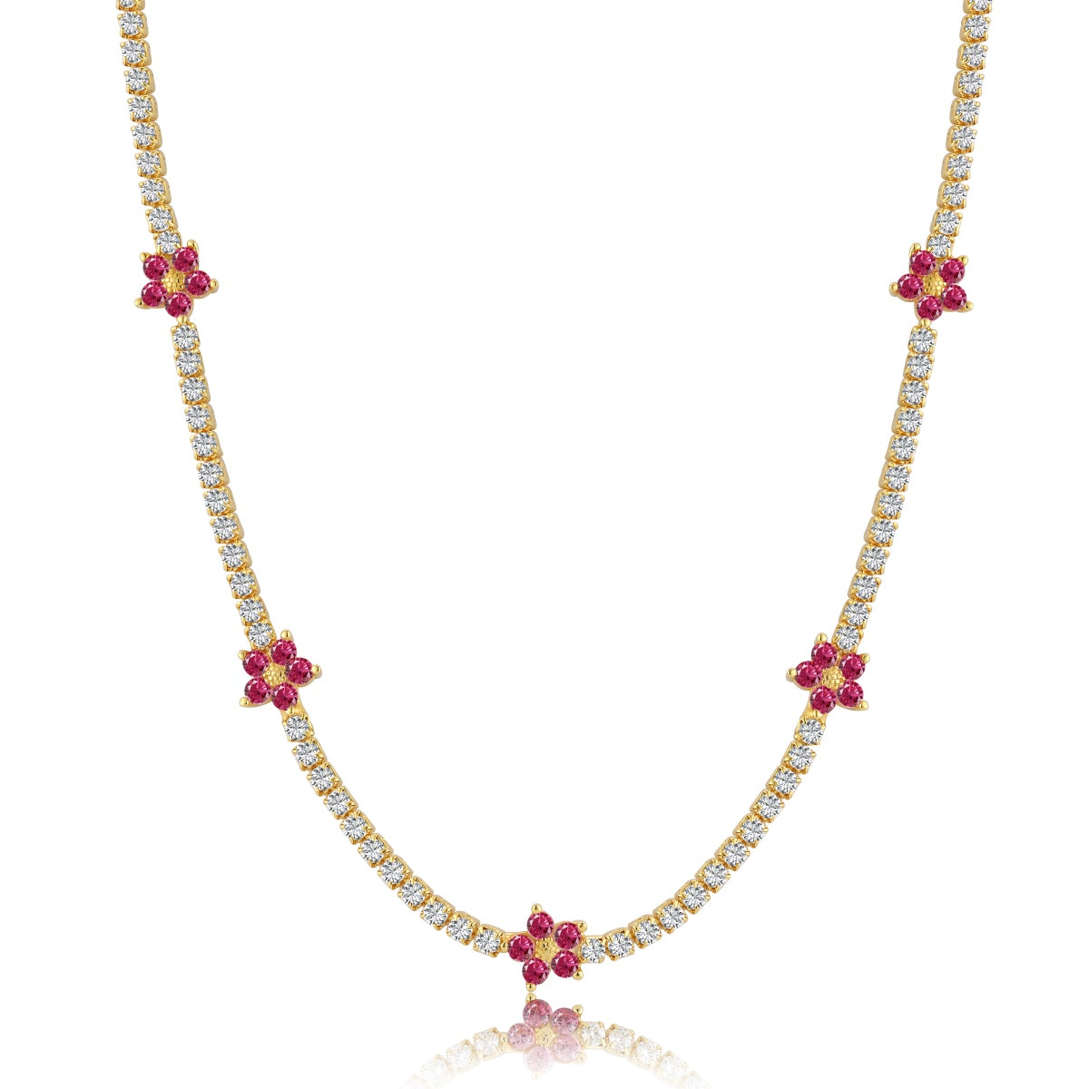 [Everoly JW]Luxurious Colorful Flower Tennis Necklace