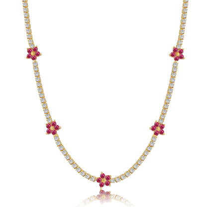 [Everoly JW]Luxurious Colorful Flower Tennis Necklace