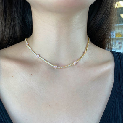 [Everoly JW]Luxurious Colorful Flower Tennis Necklace