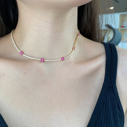 [Everoly JW]Luxurious Colorful Flower Tennis Necklace