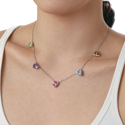 [Everoly JW]Sparkling Colorful Heart Cut Necklace