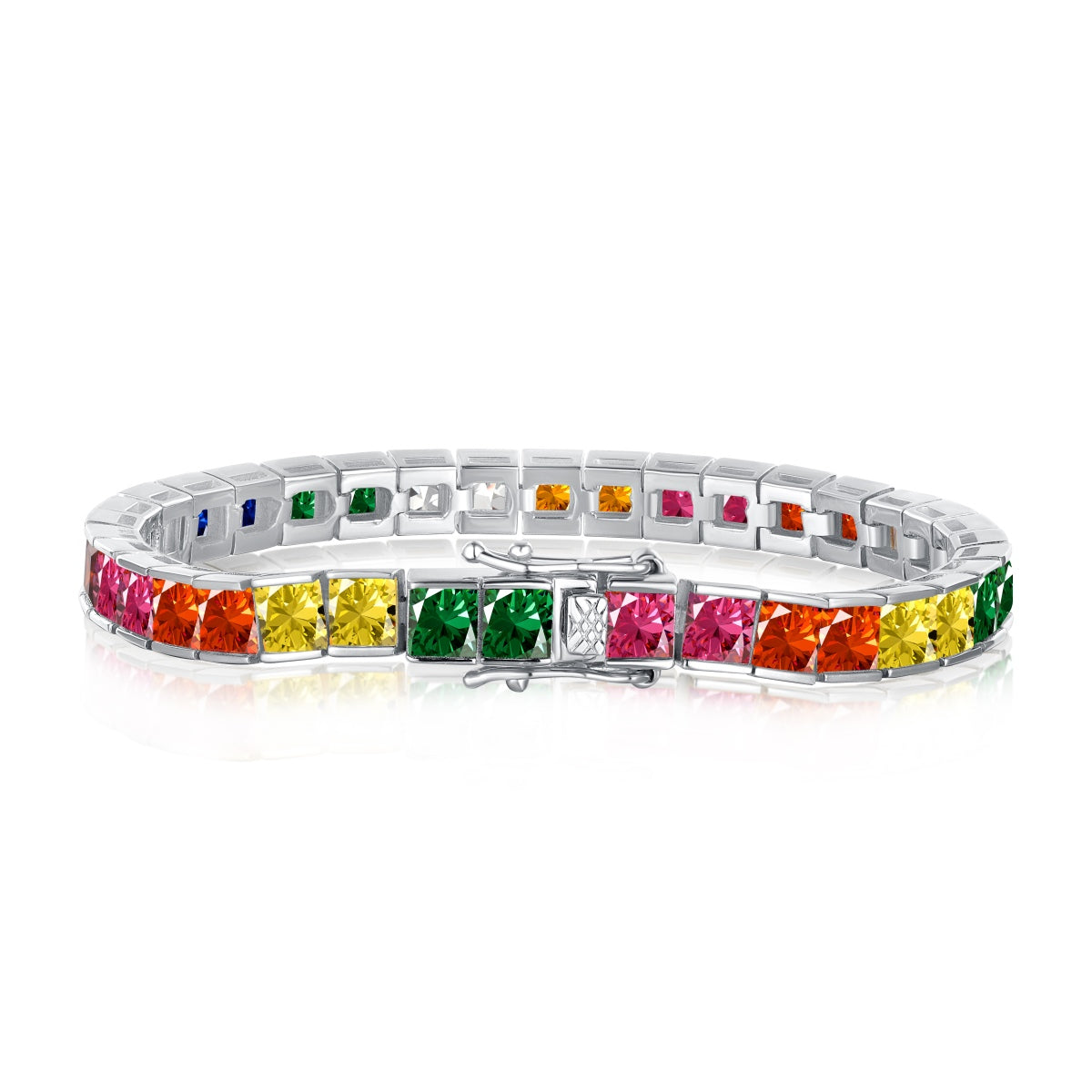 [Everoly JW]Radiant Colorful Princess Cut Tennis Bracelet