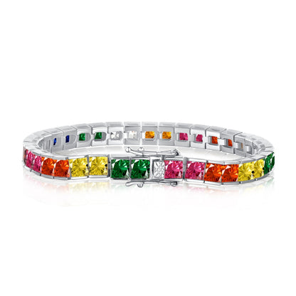 [Everoly JW]Radiant Colorful Princess Cut Tennis Bracelet